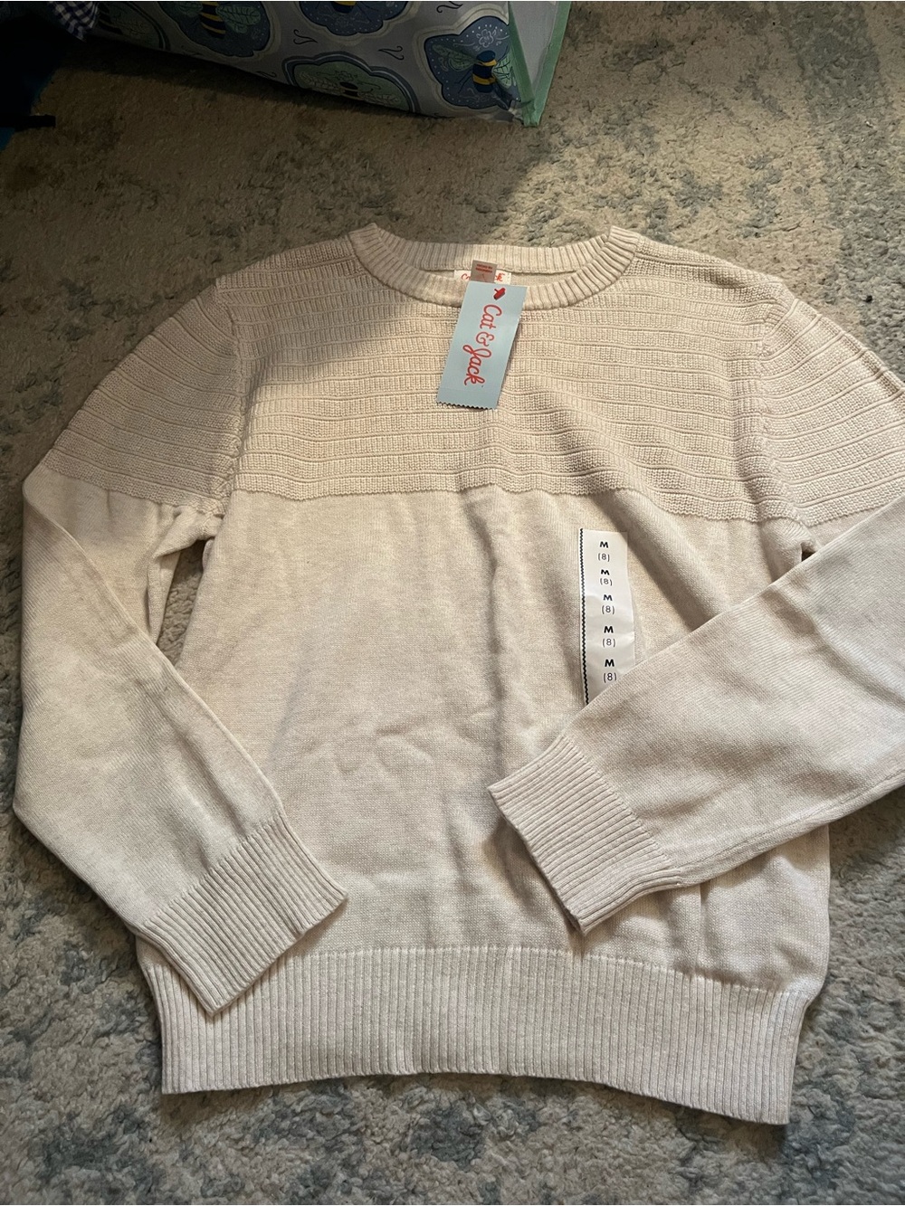 Cat & Jack Cream Knit Crewneck Sweater